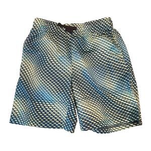 RunwayThe Stretch Active Printed Mesh Shorts Kids Size 7 Green Blue